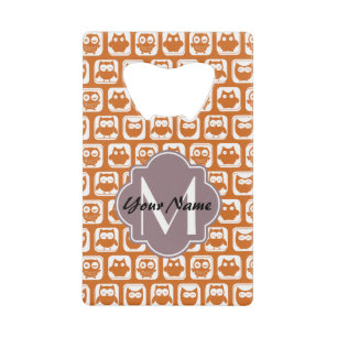 Monogrammed Orange Owls