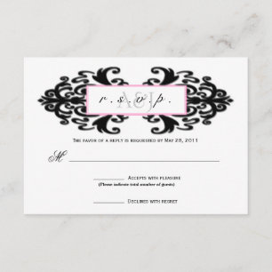 Monogrammed Ornamental Damask RSVP Card
