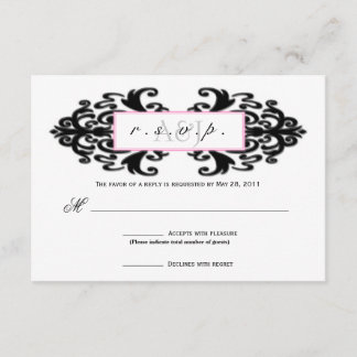 Monogrammed Ornamental Damask RSVP Card
