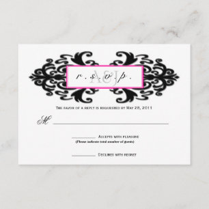 Monogrammed Ornamental Damask RSVP Card