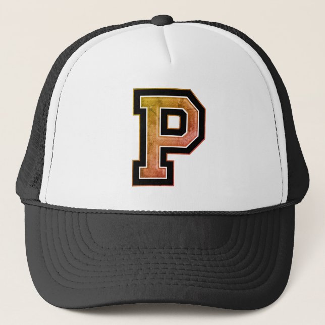 Monogrammed "P" Initial Trucker Hat (Front)