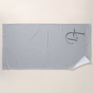 Monogrammed - pale grey solid beach towel