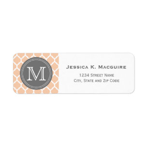 Monogrammed Pale Pink & Grey Return Address Label