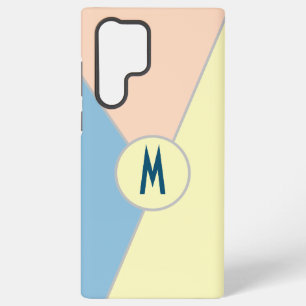 Monogrammed Pastel Blue Peach & Yellow Colour Bloc Samsung Galaxy Case