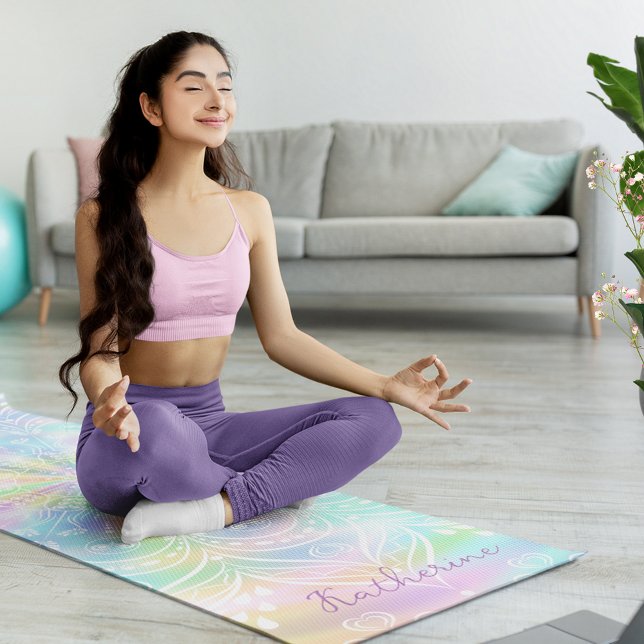 Monogrammed Pastel Holographic Mandala Yoga Mat (Creator Uploaded)