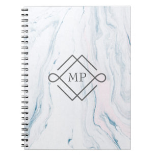 Monogrammed Pastel Marble Stone Notebook