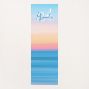 Monogrammed Pastel Ocean Sunset Feminine Custom Yoga Mat