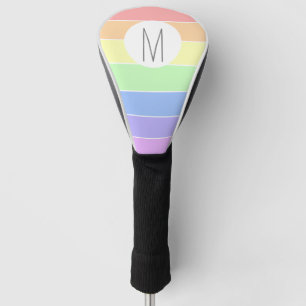 Monogrammed Pastel Rainbow Colourful Stripes Golf Head Cover