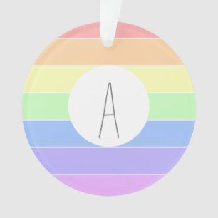 Monogrammed Pastel Rainbow Colourful Stripes  Ornament