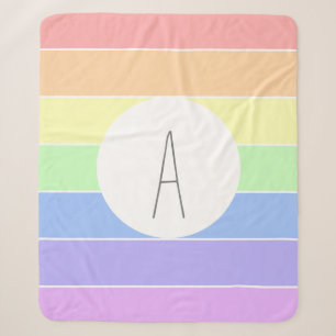 Monogrammed Pastel Rainbow Colourful Stripes Sherpa Blanket