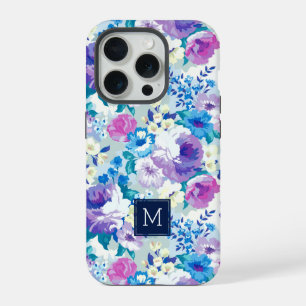 Monogrammed Pastel Watercolors Flowers Pattern iPhone Case