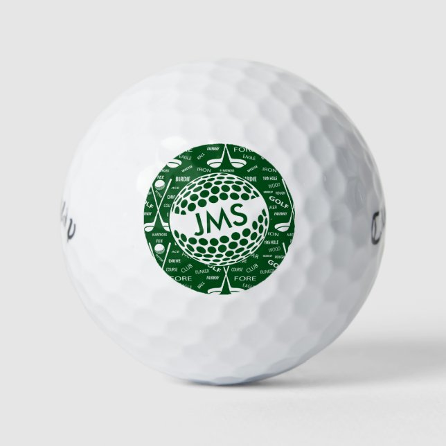 Monogrammed Pattern for the Golfer Golf Balls (Front)