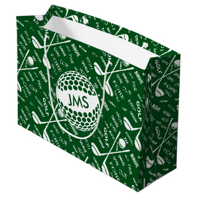 Monogrammed Pattern for the Golfer Large Gift Bag (Back Angled)