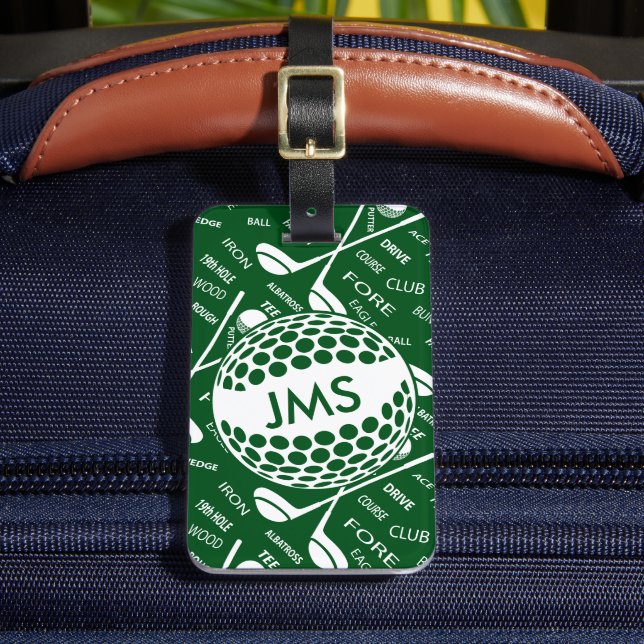 Monogrammed Pattern for the Golfer Luggage Tag (Front Insitu 2)