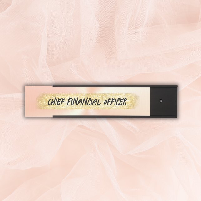 Monogrammed Peach and Gold Business | Door Sign (Creator Uploaded)