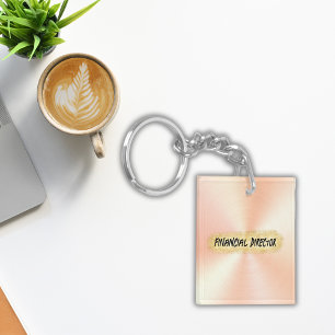 Monogrammed Peach and Gold Business   Key Ring