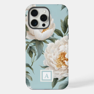 Monogrammed Peonies in Bloom iPhone 15 Pro Max Case