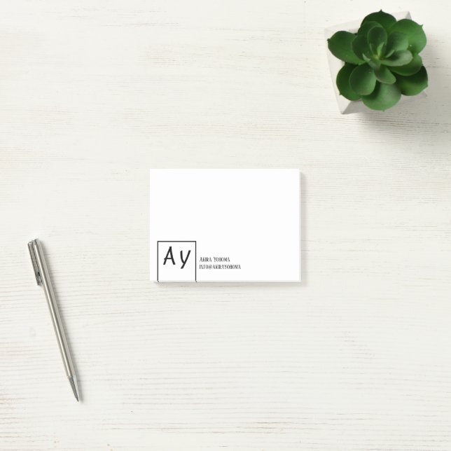 Monogrammed Personal or Small Business Post-it Notes (Office)