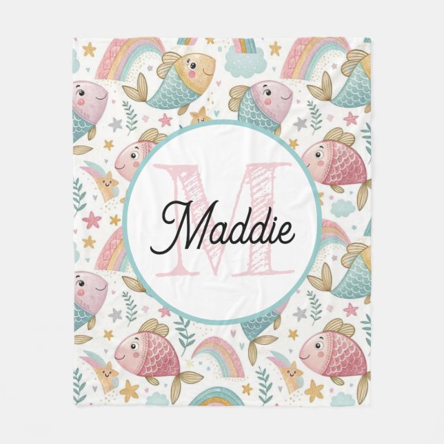 Monogrammed personalise fleece blanket shells (Front)