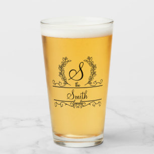 Monogrammed Personalised Family Name  Glass