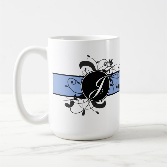Monogrammed Personalised Fancy Flourish Coffee Mug (Left)
