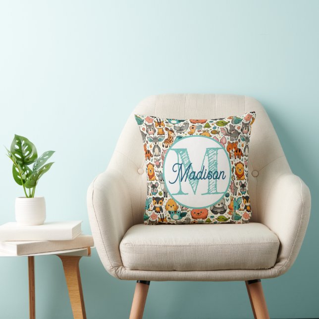Monogrammed personalised rainbow pillow (Chair)