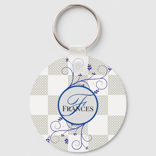 Monogrammed Personalised Round Keychain (Front)