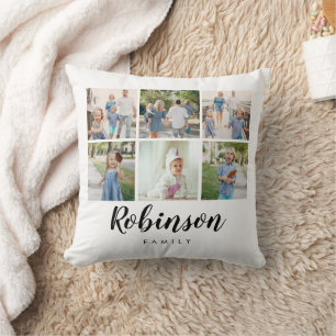 Monogrammed Photo Collage Classic Family   Cushion