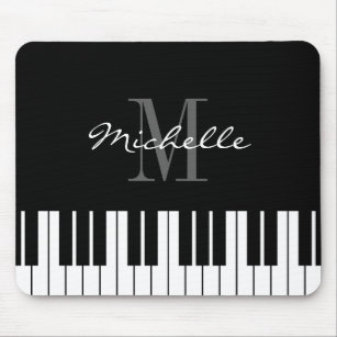 Monogrammed piano keys mouse pad for pianist