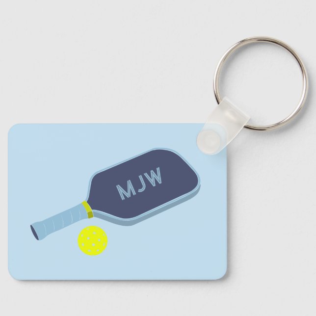 Monogrammed PIckleball Paddle Sports Key Ring (Front)