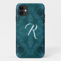 Monogrammed Pine Green Look of Fabric