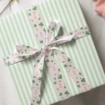 Monogrammed Pink and Green Shamrocks & Gingham