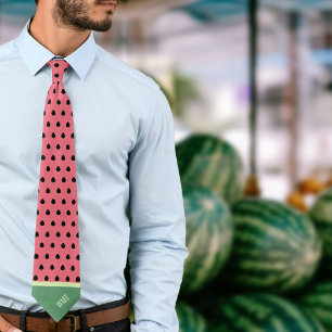 Monogrammed Pink and Green Watermelon Tie