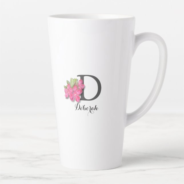 Monogrammed Pink Azalea Latte Mug (Right)