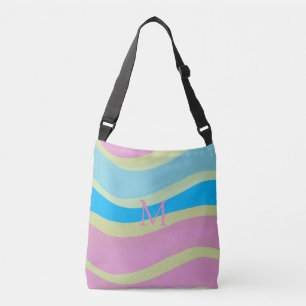 Monogrammed Pink Blue Yellow Modern Design  Crossbody Bag