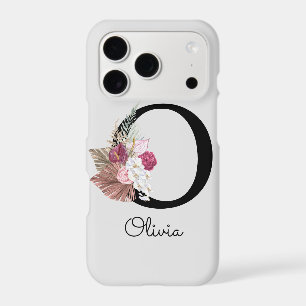Monogrammed Pink Boho Floral Initial O