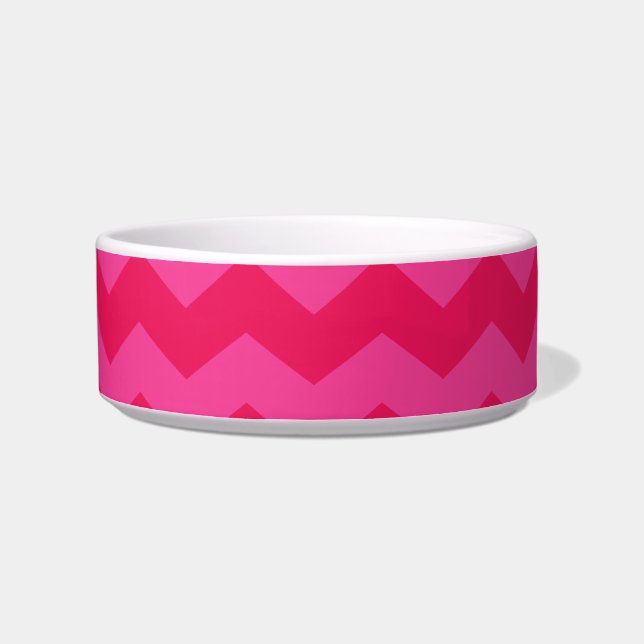 Monogrammed pink chevrons turquoise circle bowl (Right)