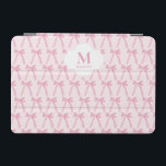 Monogrammed Pink Coquette bow pattern personalised iPad Mini Cover<br><div class="desc">Personalised this Monogrammed Pink Coquette Bow Ribbon Pattern personalised ipad cover ! Featuring a chic bow and ribbon pattern design with your custom monogram and name, this tablet cover is perfect for the stylish and tech-savvy woman. A fashionable and functional accessory, it’s an ideal gift for students, professionals, or anyone...</div>