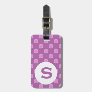 Monogrammed pink dots luggage tag