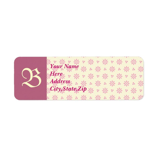 Monogrammed Pink Eyelet Address Label Return Address Label (Front)