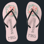 Monogrammed Pink Floral Bridesmaid  Thongs<br><div class="desc">Pink and Green Floral Bridesmaid Flip Flops. You can also personalise these with their initials. Perfect for beach weddings,  out door weddings,  anywhere you would like.</div>