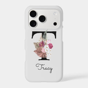 Monogrammed Pink Floral Initial T