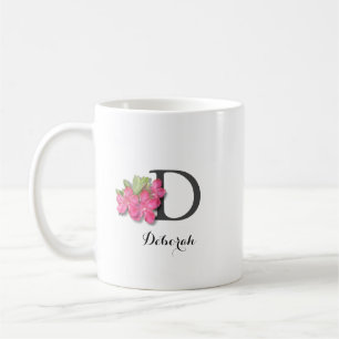 Monogrammed Pink Flower Coffee Mug