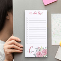 Monogrammed Pink Peony Flowers To Do List