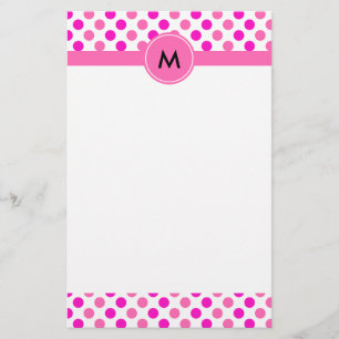 Monogrammed Pink Polka Dots Stationery
