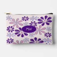 Monogrammed Pink Purple Flower Doodle Pattern