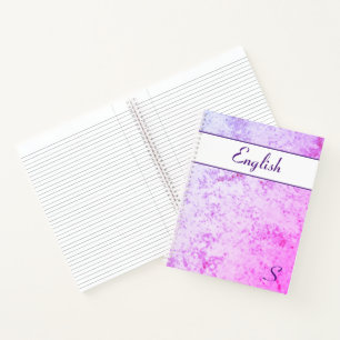 Monogrammed Pink & Purple Marbled Notebook