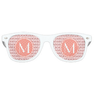 Monogrammed Pink Salmon Deer, Personalised Name Retro Sunglasses
