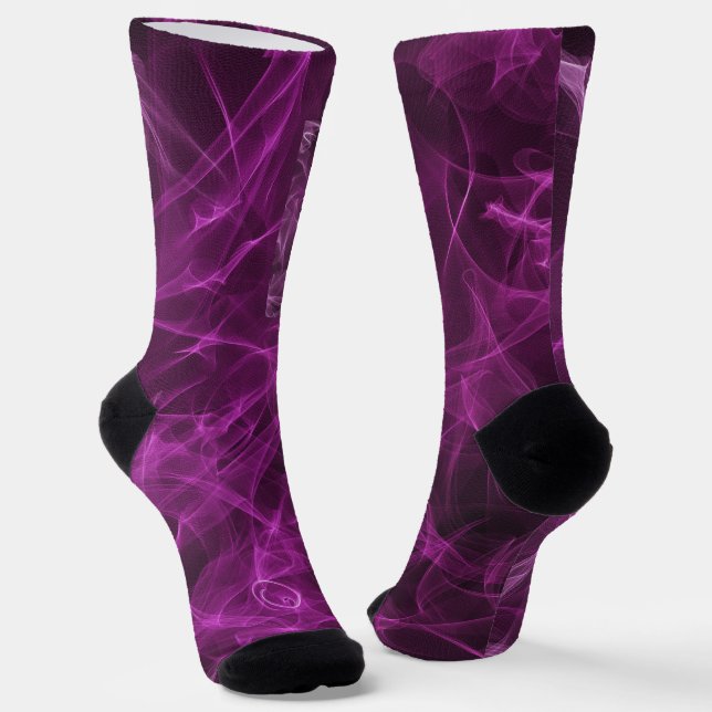 Monogrammed Pink Smoke Pattern  Socks (Angled)