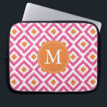 Monogrammed Pink Tangerine Ikat Pattern Laptop Sleeve<br><div class="desc">Stylish and chic design features a colourful and trendy diamonds ikat pattern and can be personalised with your monogram,  initial,  name,  or any text of your choice for a perfect custom gift!</div>